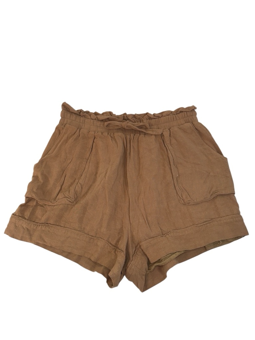 Lost + Wonder Paperbag Waist Shorts Size 1X Brown Linen Blend High Rise Boho